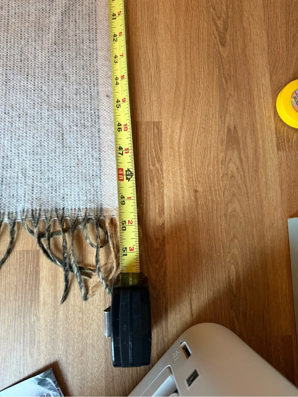 Vintage Christian Dior Cashmaire Fringed Scarf Cream Grey Green Block Stripe
